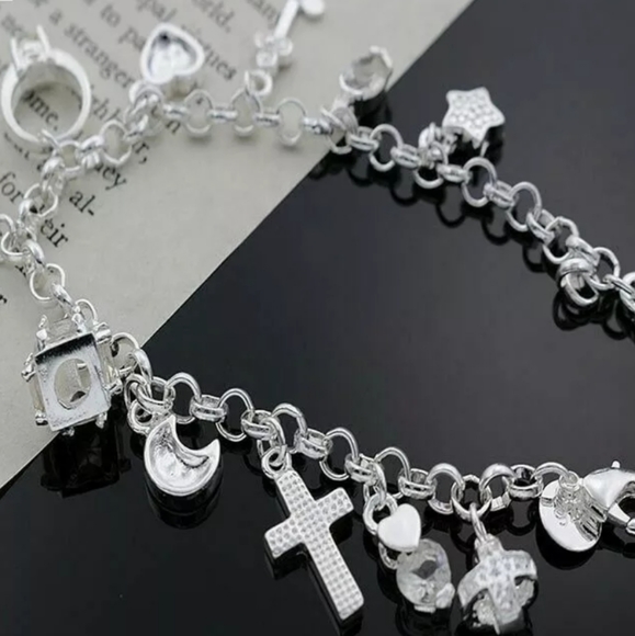 Sterling Silver Plated Charm Bracelet - Picture 2 of 3